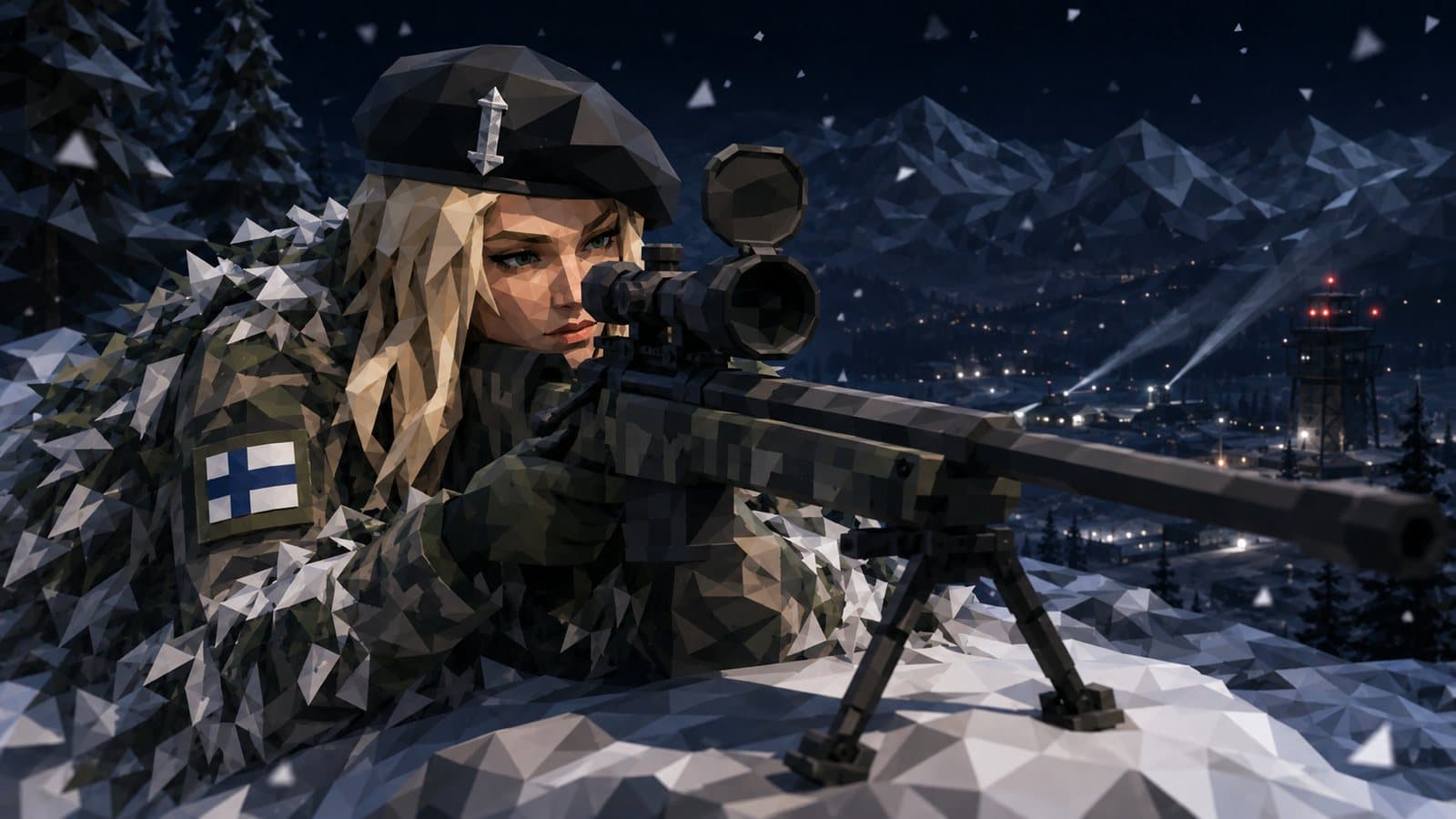Operators moving under fire through a burning night front