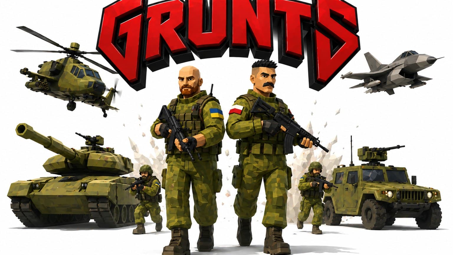 A Grunts squad with armor and air support on the front